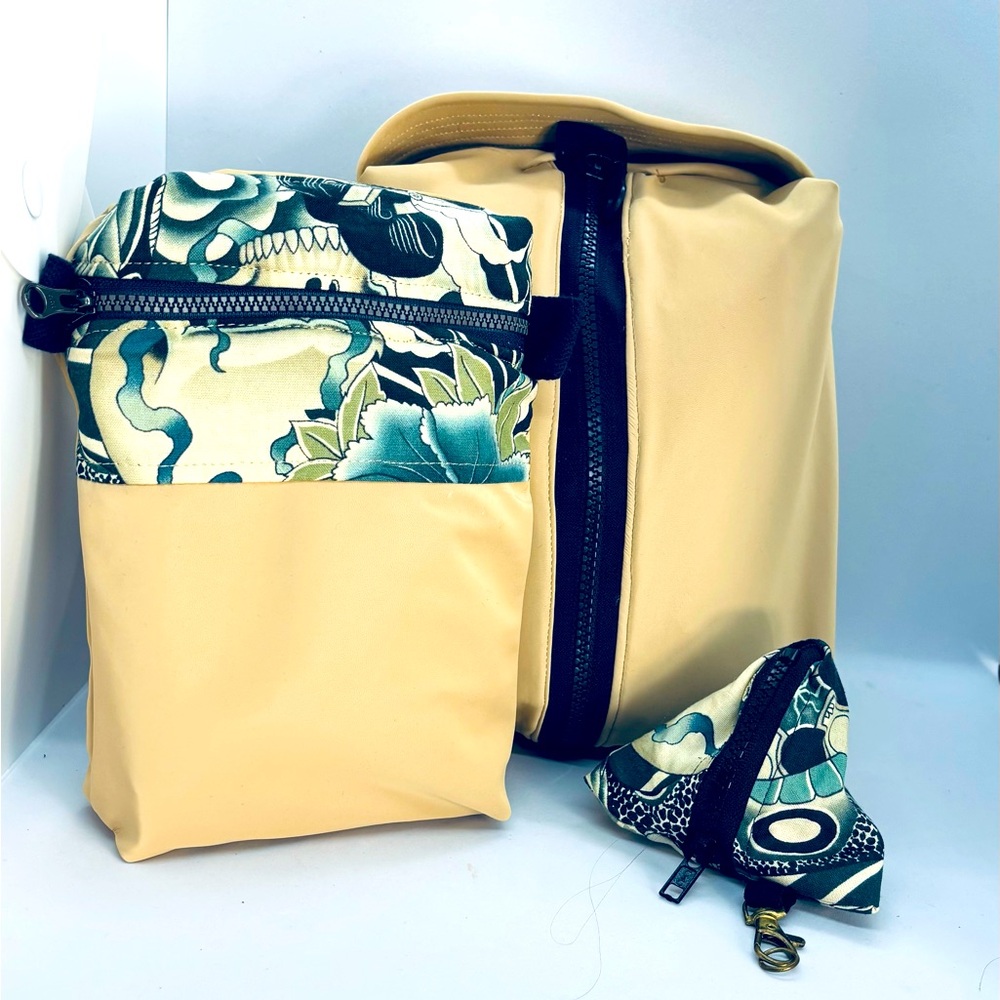 Handmade Dopp Kit Bag Set of 3 Nude Vegan Leather
